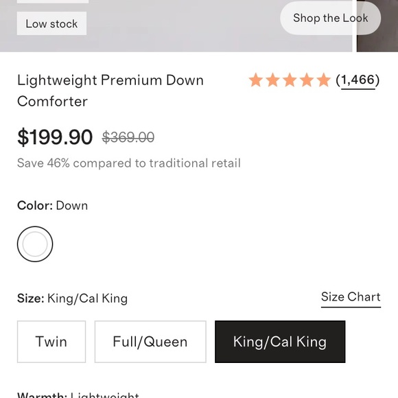 Quince Lightweight Premium Down Comforter - White
King/Cal King - Picture 2 of 9